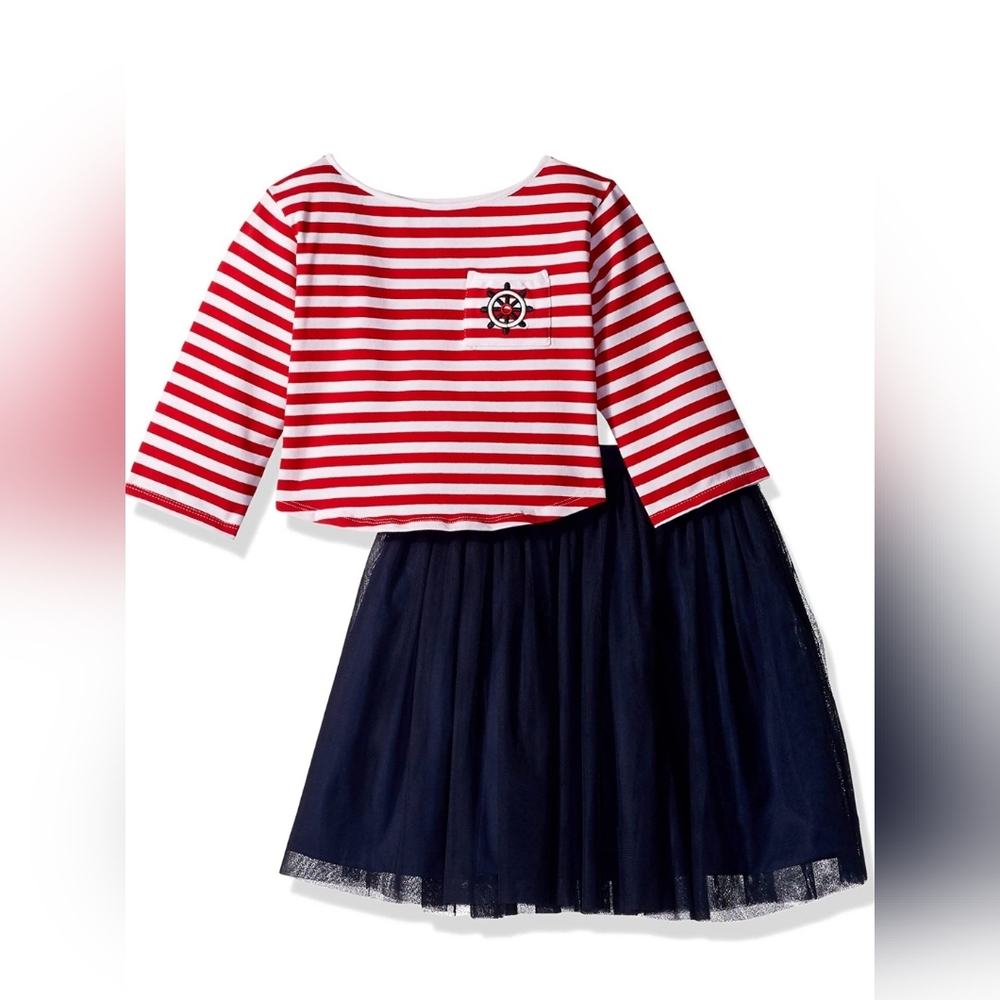 Pippa & Julie Girls' Blurred Floral Skirt Set
